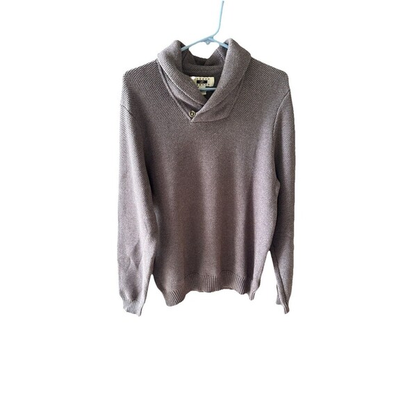 Joseph Abboud Purple Fisherman's Cowl Neck Sweater L Mens Elbow Patches - Picture 1 of 9